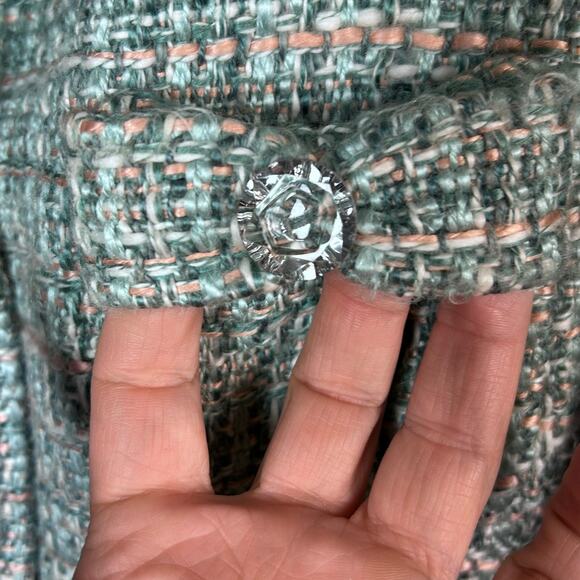 Mac & Jac tweed blazer size 14 pastel green bows cabochon buttons y2k preppy - Picture 12 of 12